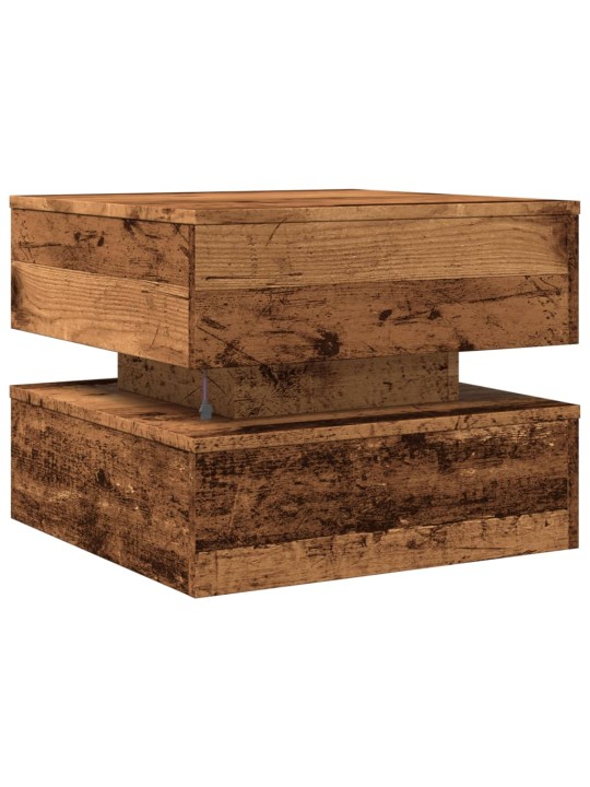 Konferenční stolek s led osvětlením old wood 50 x 50 x 40 cm