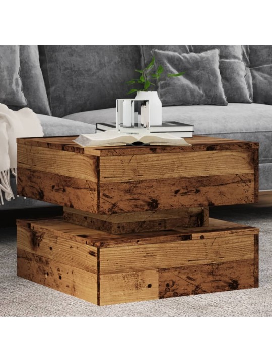 Konferenční stolek s led osvětlením old wood 50 x 50 x 40 cm