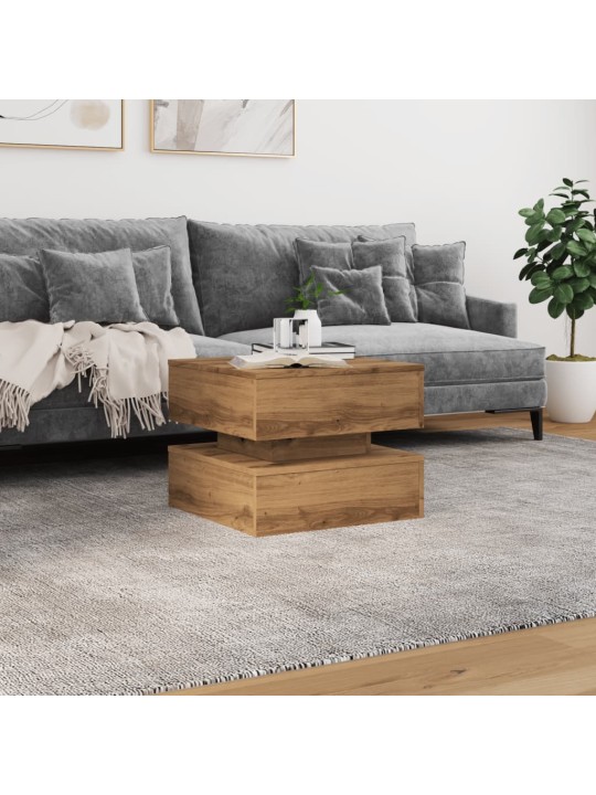 Konferenční stolek s led osvětlením dub artisan 50 x 50 x 40 cm