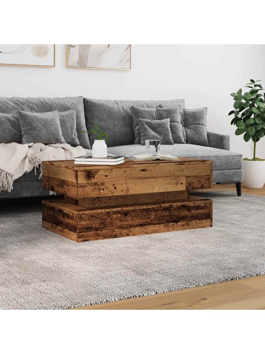 Konferenční stolek s led osvětlením old wood 90 x 50 x 40 cm