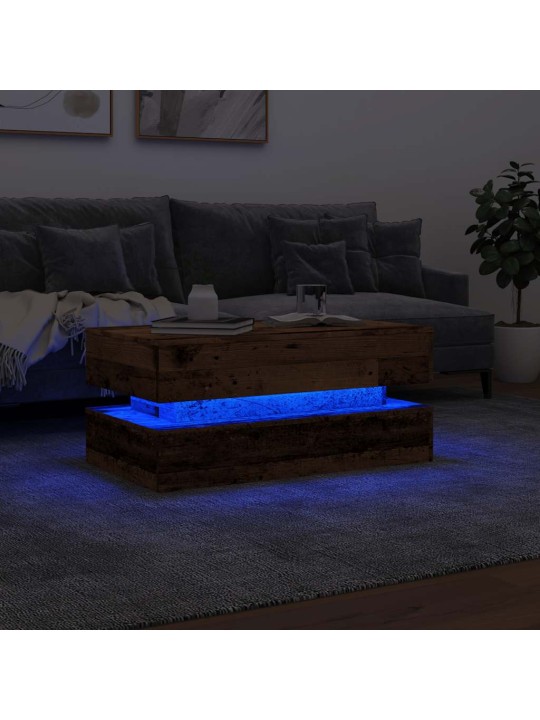 Konferenční stolek s led osvětlením old wood 90 x 50 x 40 cm