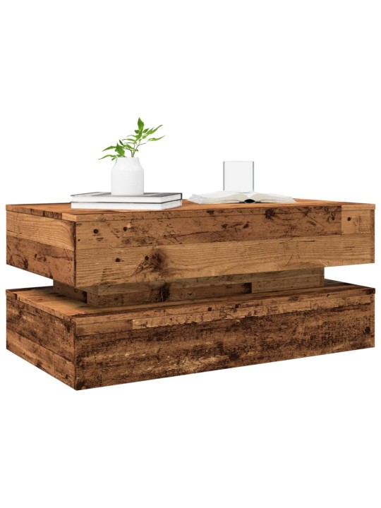 Konferenční stolek s led osvětlením old wood 90 x 50 x 40 cm