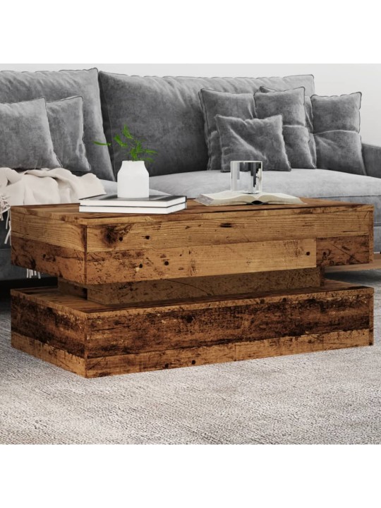 Konferenční stolek s led osvětlením old wood 90 x 50 x 40 cm