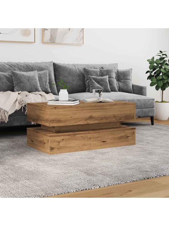 Konferenční stolek s led osvětlením dub artisan 90 x 50 x 40 cm