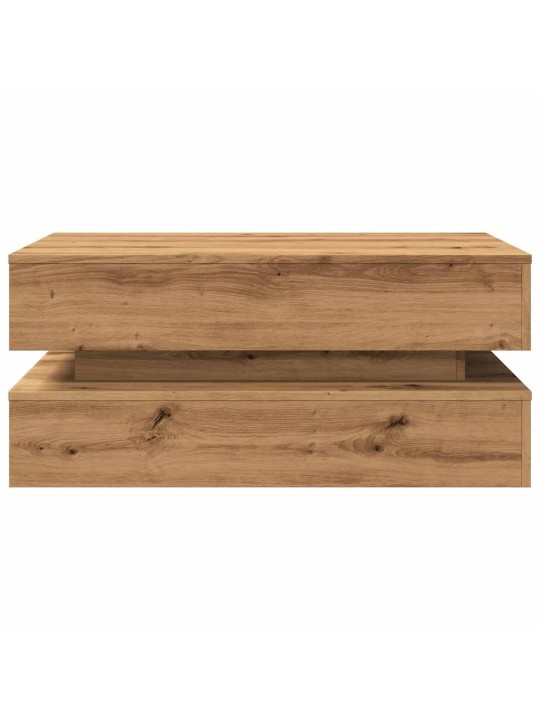 Konferenční stolek s led osvětlením dub artisan 90 x 50 x 40 cm