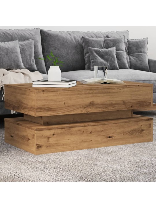 Konferenční stolek s led osvětlením dub artisan 90 x 50 x 40 cm