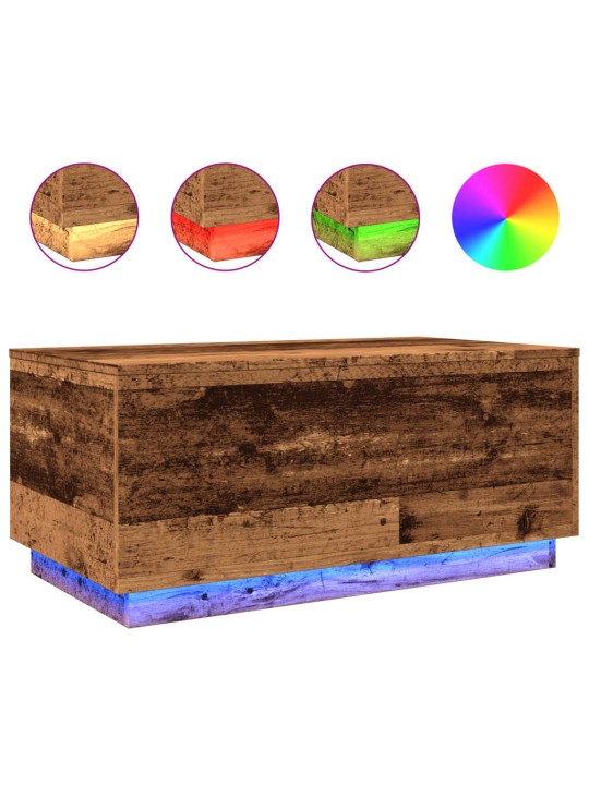 Konferenční stolek s led osvětlením old wood 90 x 50 x 40 cm