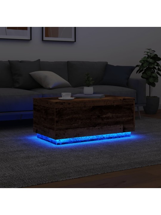 Konferenční stolek s led osvětlením old wood 90 x 50 x 40 cm