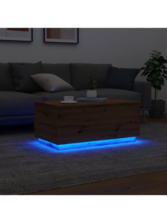 Konferenční stolek s led osvětlením dub artisan 90 x 50 x 40 cm