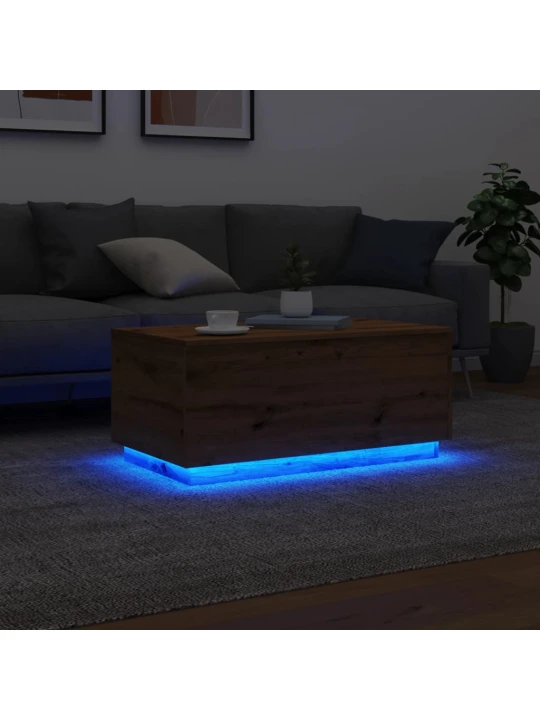 Konferenční stolek s led osvětlením dub artisan 90 x 50 x 40 cm