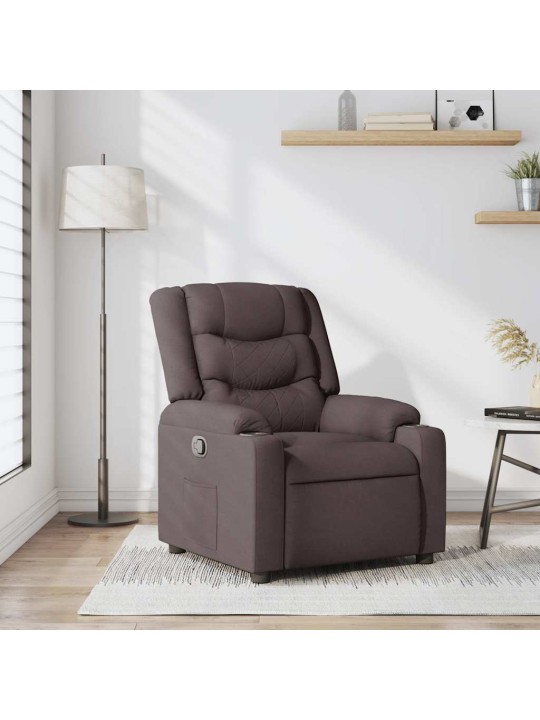 Polohovací křeslo tmavě hnědé textil