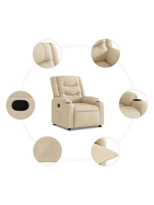 Polohovací křeslo krémové textil