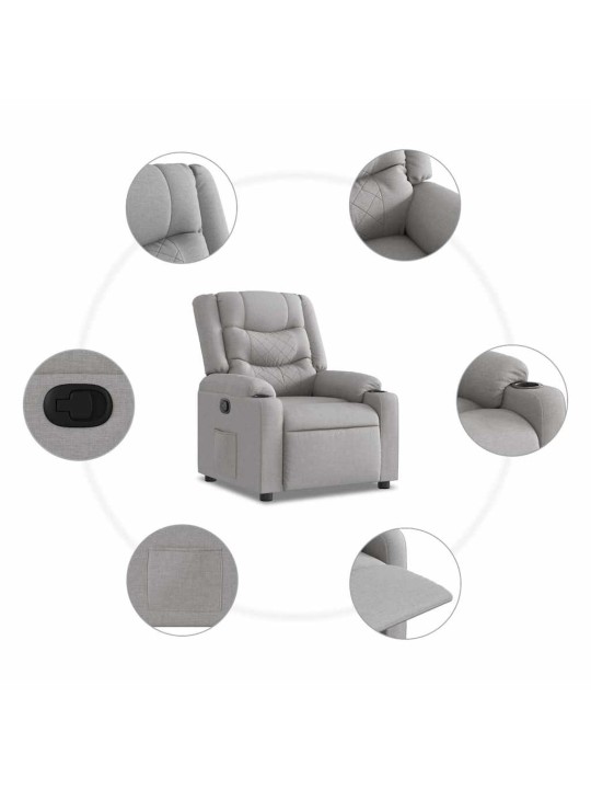 Polohovací křeslo obláčkově šedá textil