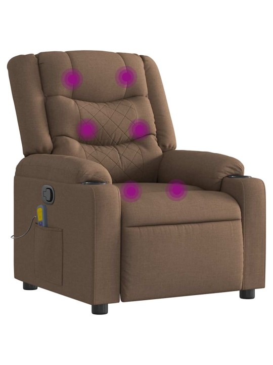 Masážní polohovací křeslo hnědé textil