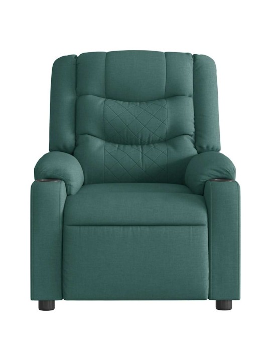 Masážní polohovací křeslo tmavě zelené textil