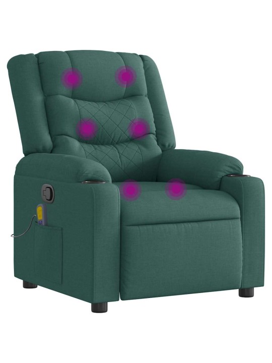 Masážní polohovací křeslo tmavě zelené textil