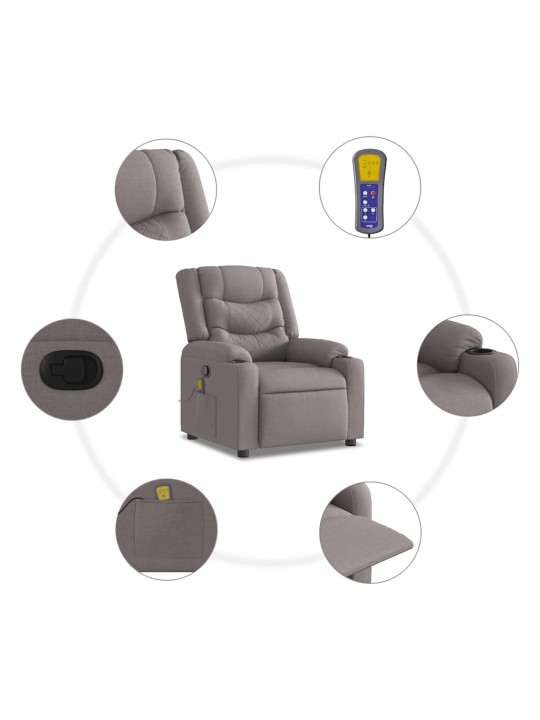 Masážní polohovací křeslo taupe textil