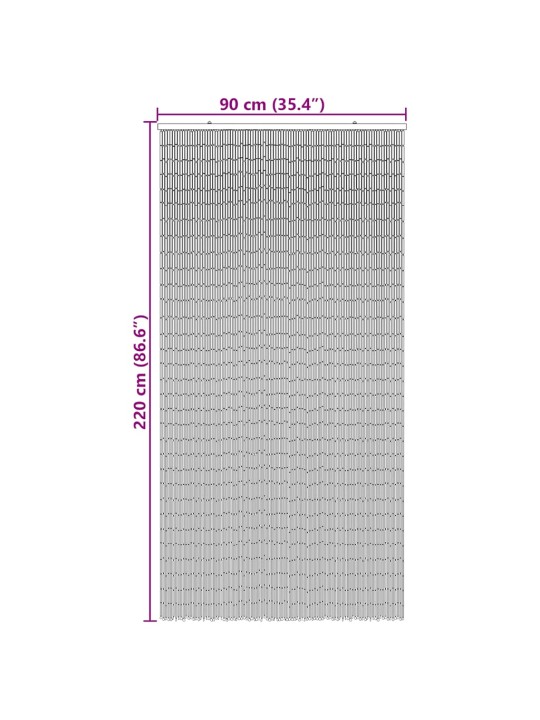 Dveřní závěs proti hmyzu, tmavě šedá, bambus, 90x220 cm
