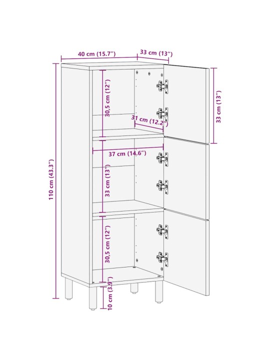 Highboard brown 40x33x110 cm masivní dřevo mango
