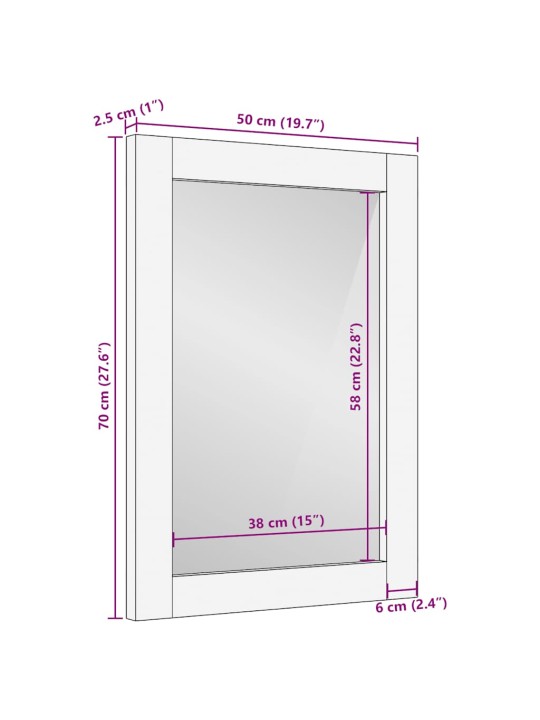 Koupelnové zrcadlo hnědé 50x70x2,5 cm masivní dřevo mango