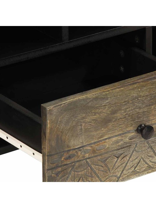 Tv skříňka černá 100 x 33 x 46 cm masivní mangovníkové dřevo