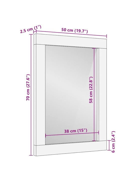 Koupelnové zrcadlo 50x2,5x70 cm masivní mangovníkové dřevo