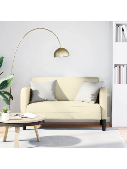 Loveseat sofa krémová 110 cm umělá kůže