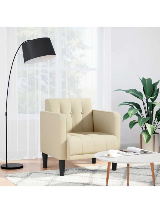 Rozkládací křeslo s područkami, krémová, 53 cm, látka