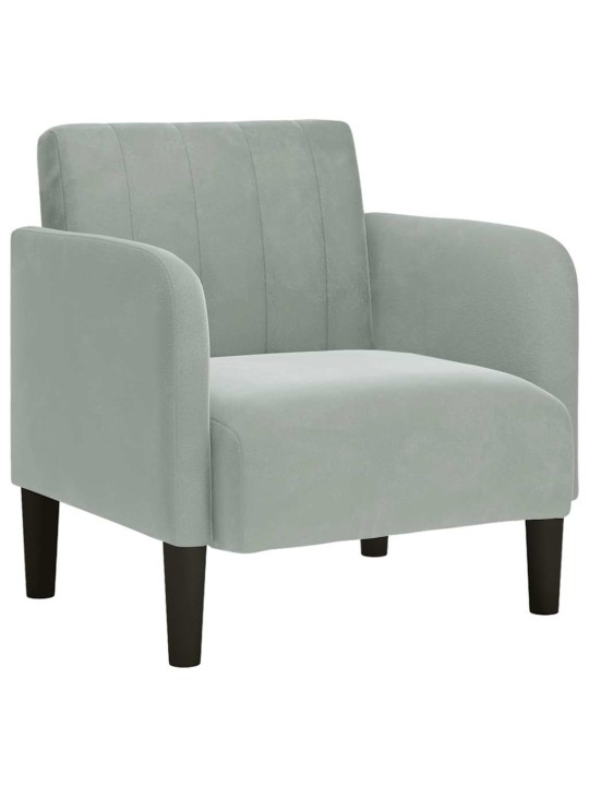 Rozkládací křeslo s područkami světle šedé 54 cm velvet