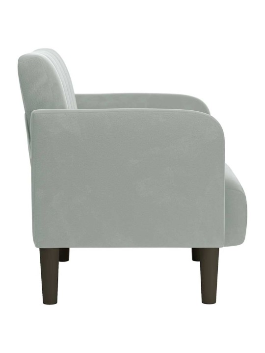 Rozkládací křeslo s područkami světle šedé 54 cm velvet