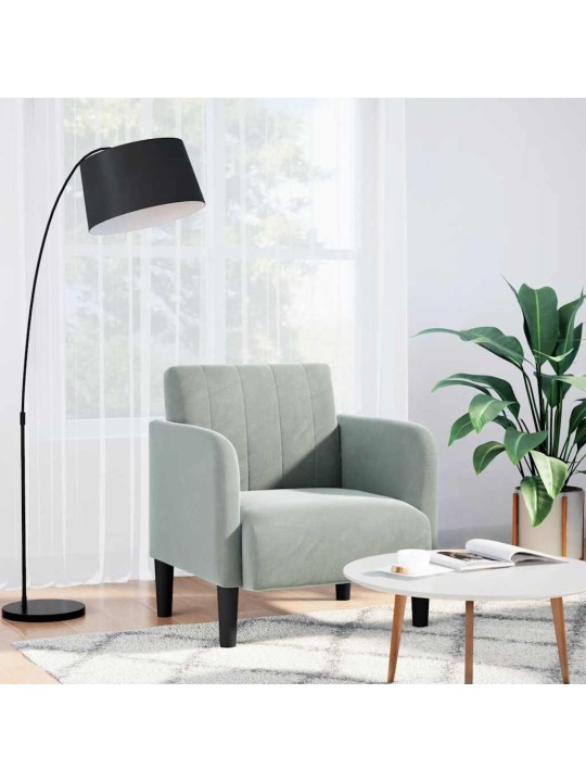 Rozkládací křeslo s područkami světle šedé 54 cm velvet