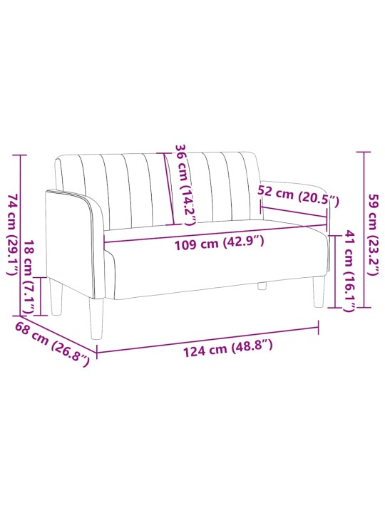 Loveseat sofa žluť 109 cm samet