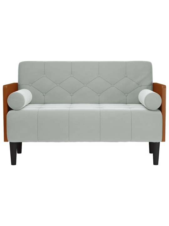 Pohovka loveseat s podhlavníkem, světle šedá, 110 cm, samet