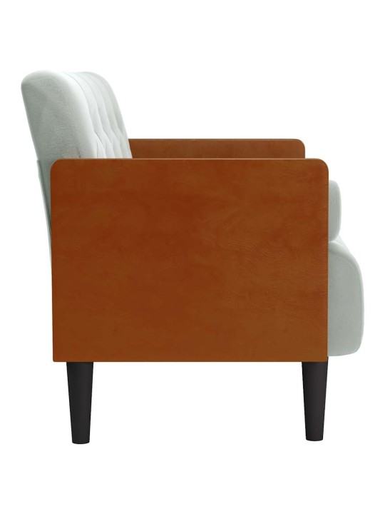 Pohovka loveseat s podhlavníkem, světle šedá, 110 cm, samet