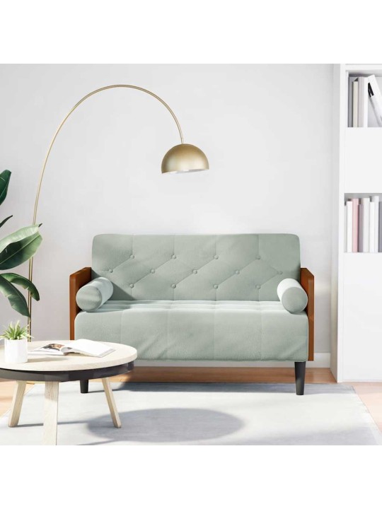 Pohovka loveseat s podhlavníkem, světle šedá, 110 cm, samet