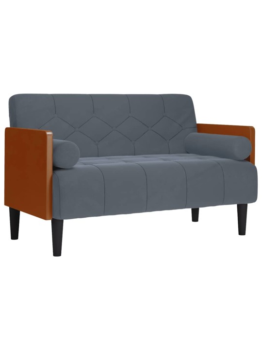 Pohovka loveseat s podhlavníkem, tmavě šedá, 110 cm, samet