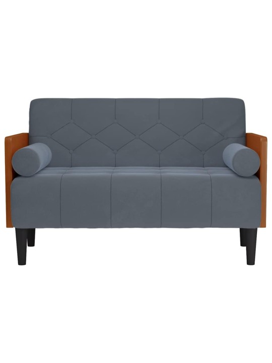 Pohovka loveseat s podhlavníkem, tmavě šedá, 110 cm, samet