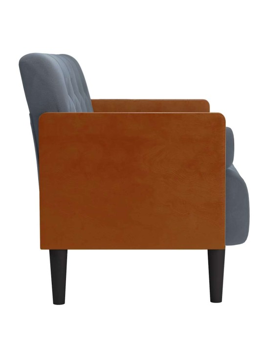Pohovka loveseat s podhlavníkem, tmavě šedá, 110 cm, samet