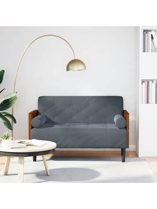 Pohovka loveseat s podhlavníkem, tmavě šedá, 110 cm, samet