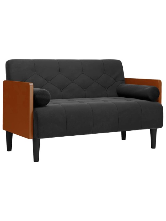 Pohovka loveseat s podhlavníkem, černá, 110 cm, samet