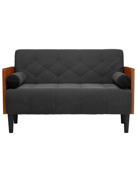 Pohovka loveseat s podhlavníkem, černá, 110 cm, samet