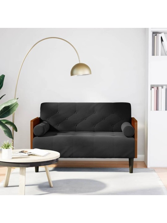 Pohovka loveseat s podhlavníkem, černá, 110 cm, samet