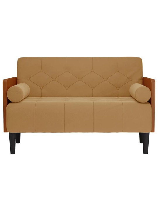 Pohovka loveseat s podhlavníkem, hnědá, 110 cm, samet