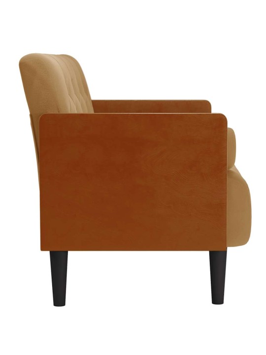 Pohovka loveseat s podhlavníkem, hnědá, 110 cm, samet