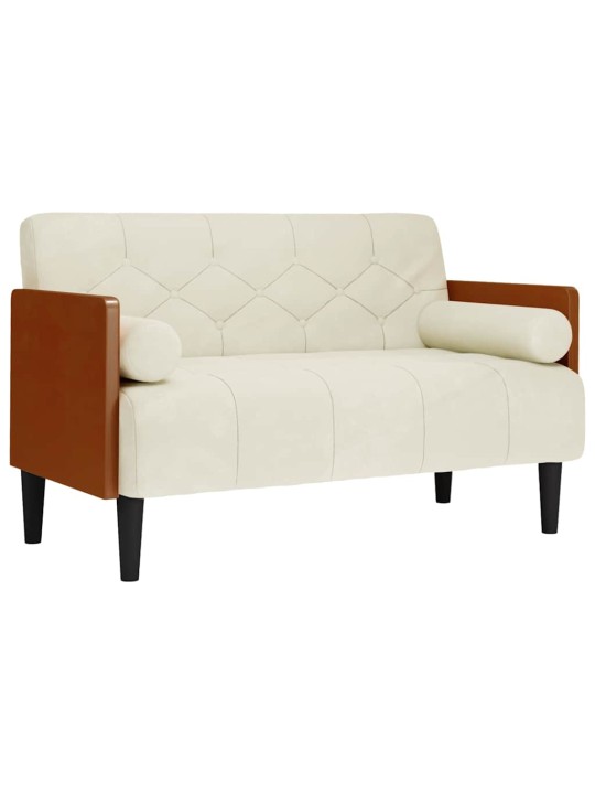Pohovka loveseat s podhlavníkem, krémová, 110 cm, samet