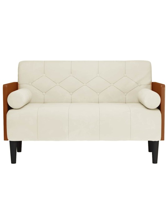 Pohovka loveseat s podhlavníkem, krémová, 110 cm, samet