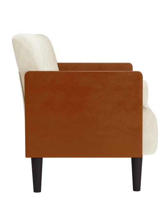 Pohovka loveseat s podhlavníkem, krémová, 110 cm, samet