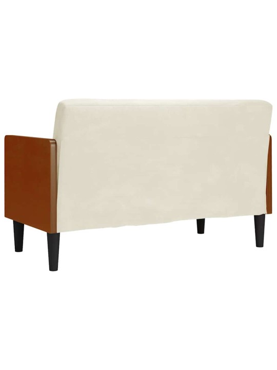 Pohovka loveseat s podhlavníkem, krémová, 110 cm, samet