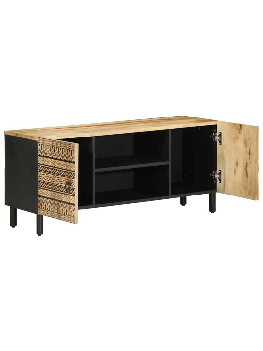 Tv skříňka černá 105 x 33,5 x 46 cm masivní hrubý mangovník