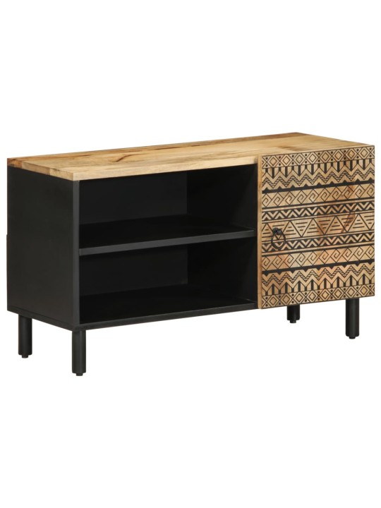 Tv skříňka černá 80 x 33,5 x 46 cm masivní hrubý mangovník